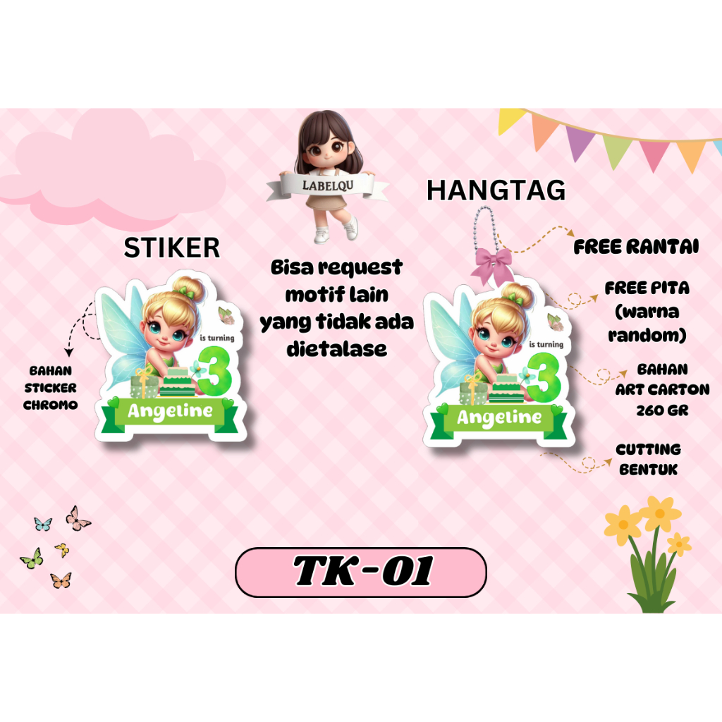 

HANGTAG | STICKER BIRTHDAY| ULANG TAHUN / KARTU UCAPAN HAMPERS ULANG TAHUN MOTIF ANAK CEWEK|GIRL PART 3