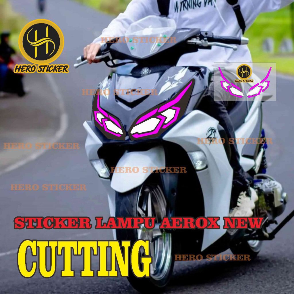 Hero Sticker Stiker Lampu Mata Alis Aerox New 155 cc Tahun 2022 Cutting Stiker Lampu Variasi untuk M