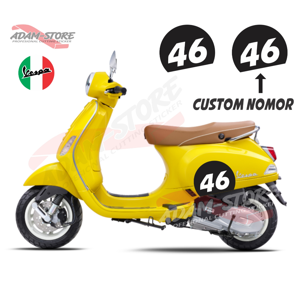 VLX6 Stiker Motor Vespa Lx 125 i-get / Stiker nomor / Stiker Vespa Piaggio / Vespa LX
