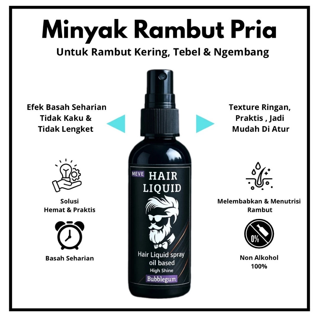 Minyak Rambut Spray Pria | Bubblegum Series Hair Liquid Oil Based | Pomade Spray Pria