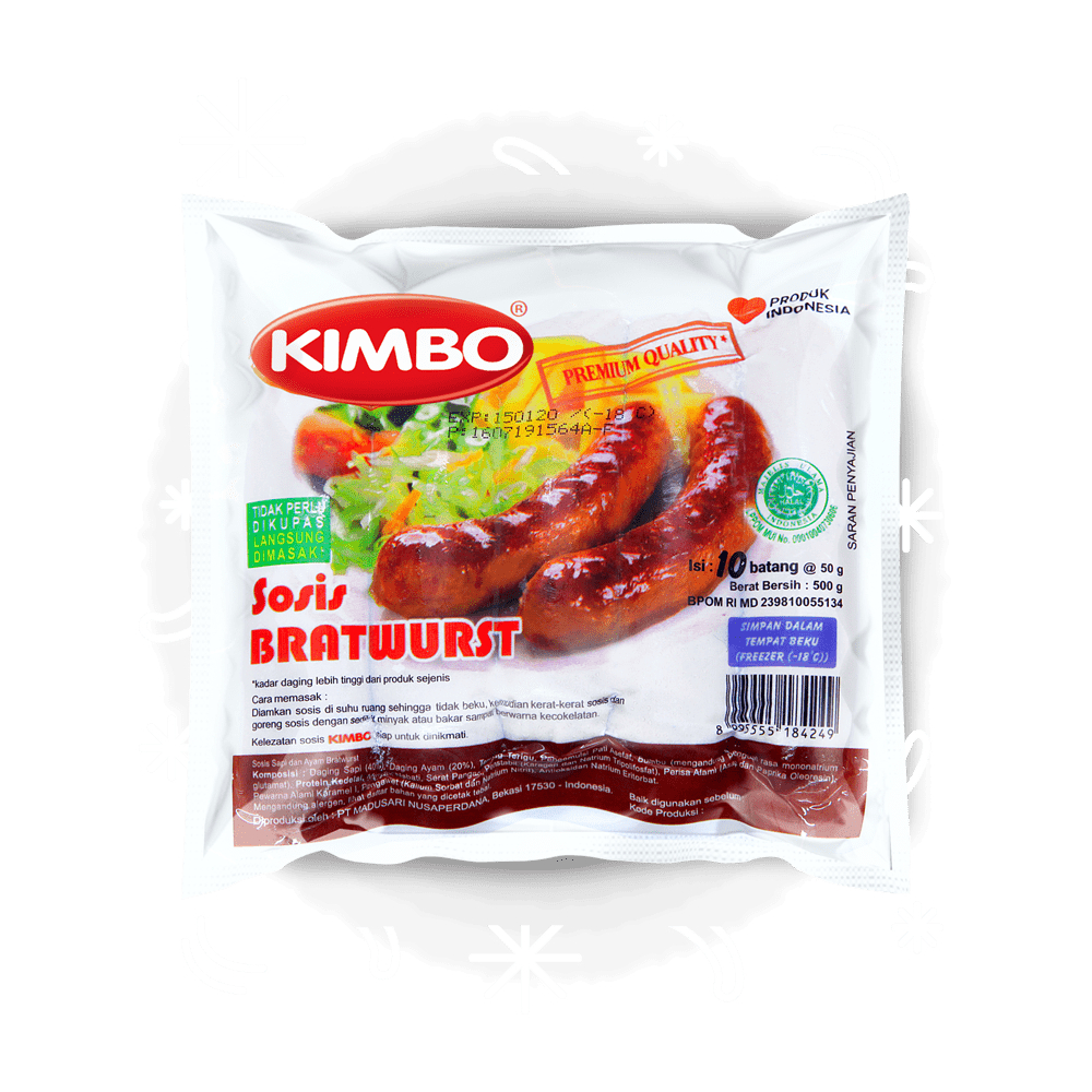 

Kimbo Sosis Sapi Brastwurst Mini Original 10pcs 500gr