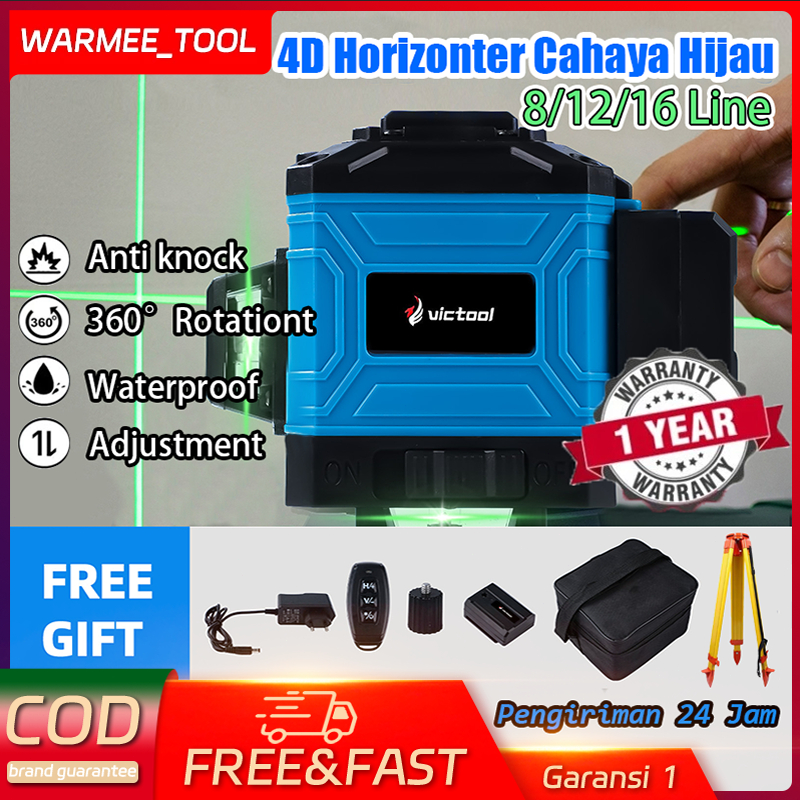 WARMEE Waterpass laser multifungsi 8 line 59000MAH laser tukang bangunan 12 line laser level 16 line