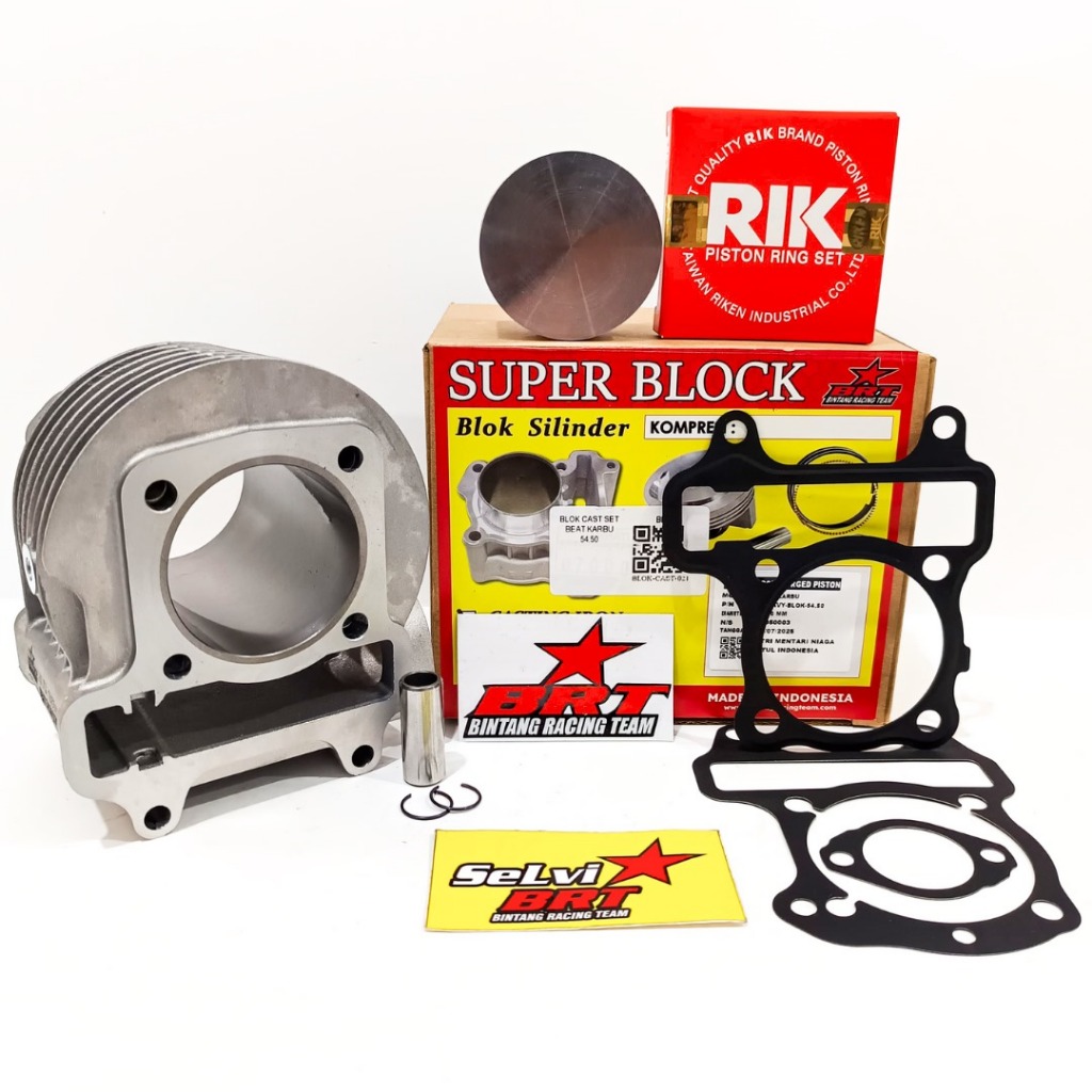 BLOK SET PISTON CASTING 54.50P PIN 13 BRT BEAT SCOOPY SPACY KARBU KARBURATOR 130CC BOREUP