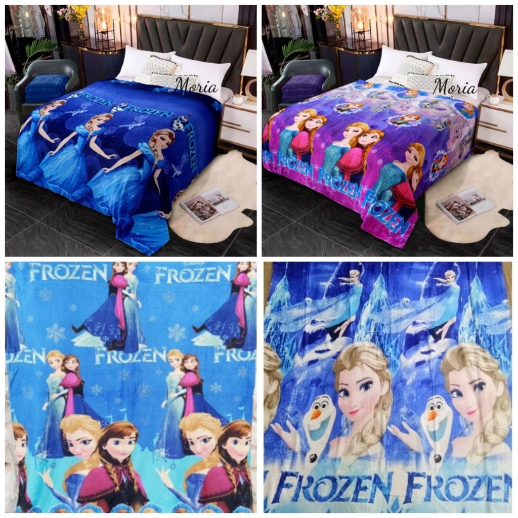 Selimut Bulu Halus Karakter Tebal Motif Frozen Elsa Olaf Ukuran Anak Dewasa Terlaris Termurah Berkua