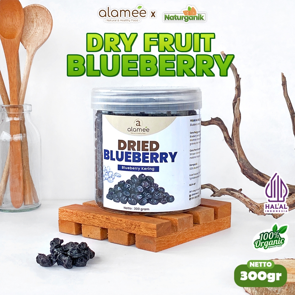 

ALAMEE Blueberry Kering Cemilan Buah Sehat Dried Fruit Cemilan Rendah Kalori 300gr Naturganik