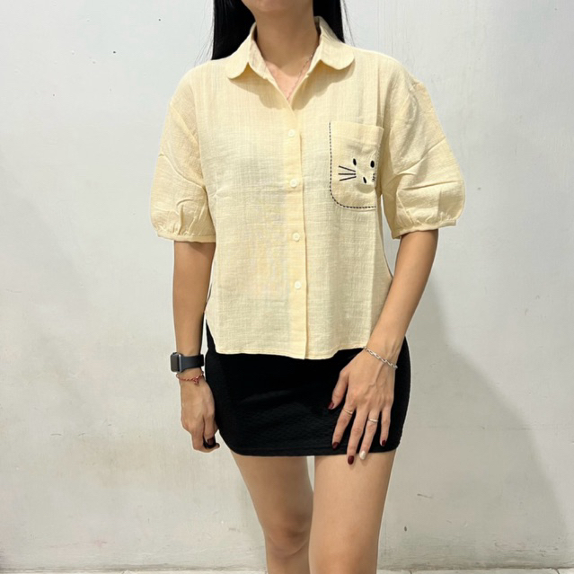 Blouse / Blus / Atasan Wanita / Kemeja / Jumbo / Bahan Katun / Bordir / B25.044