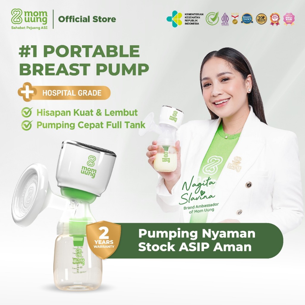 Mom Uung Pompa ASI Portable Dual Mode - Breast Pump Elektrik Hospital Grade - Garansi 2 Tahun