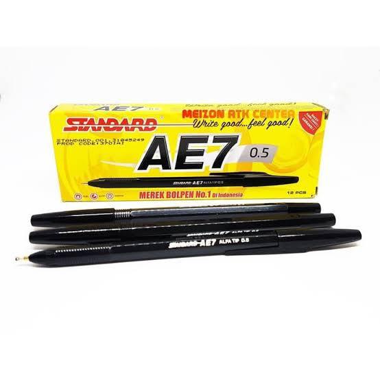 

(12 PCS/1 PACK) PULPEN STANDARD AE7/PULPEN STANDARD MURAH/PULPEN TINTA HITAM BIRU MERAH