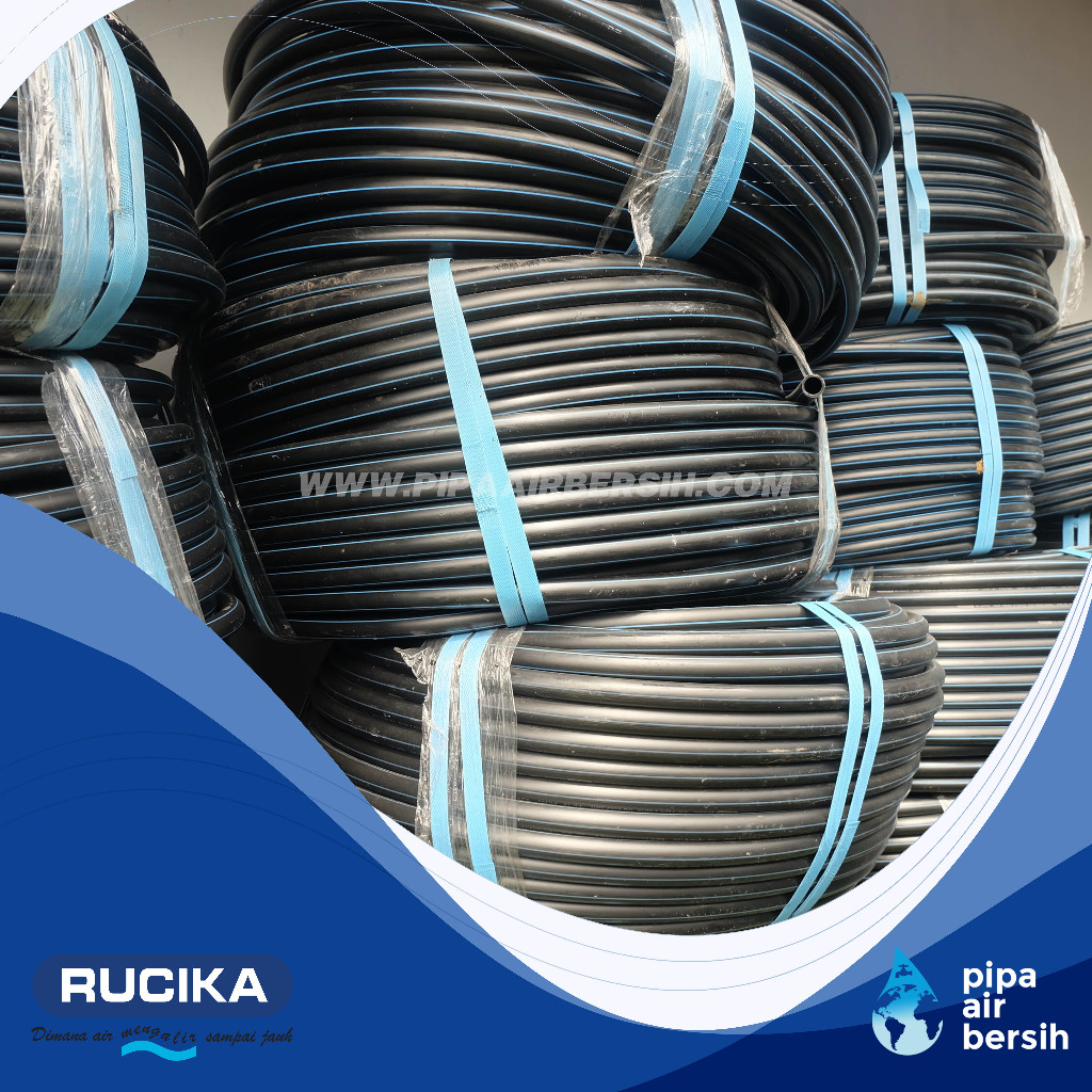 Pipa HDPE Rucika 1/2 inch PN 16 Panjang 100 meter / Rucika Black HDPE 20mm
