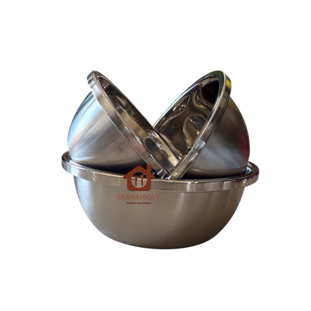 Mixing Bowl Baskom Mangkok Besar stainless steel 20cm 22cm 24cm 26cm 28cm 30cm 32cm 34cm 36cm 38cm