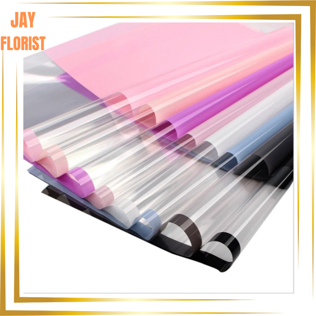 

KB6054 Kertas Buket Cellophane Flower Wrapping Paper Color Frame Transparan List Waterproof