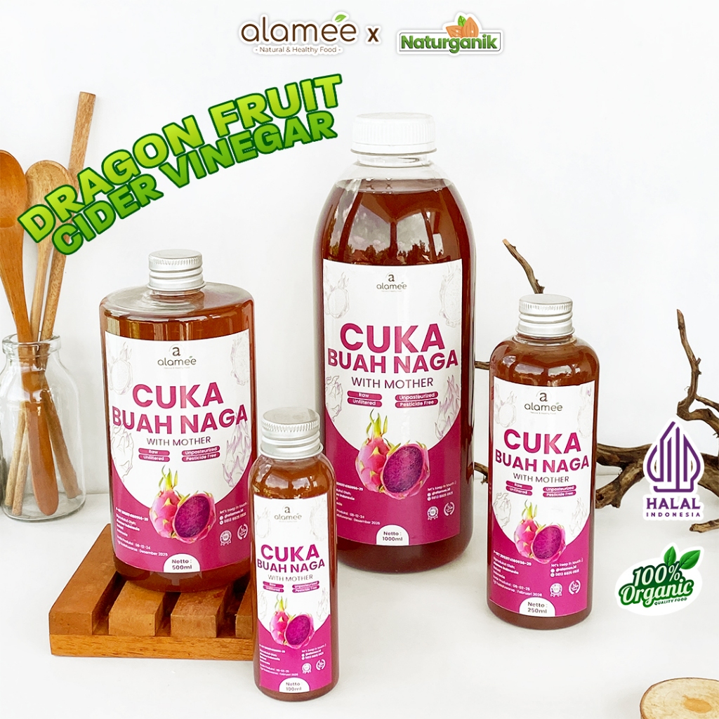 

ALAMEE Cuka Buah Naga Organik Original Dragon Fruit Cider Vinegar With Mother Fermentasi Probiotik Naturganik