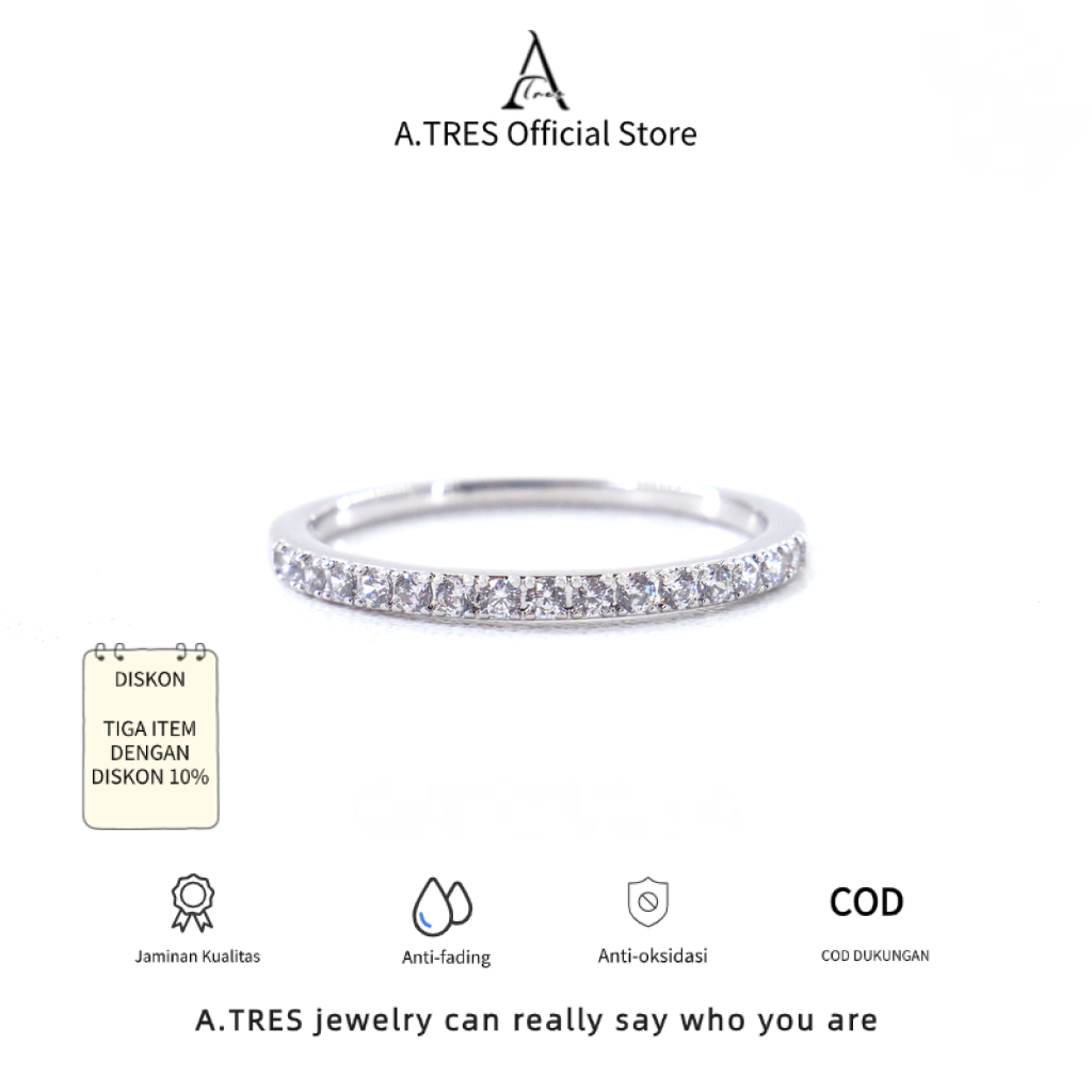 A.TRES Cincin Titanium Anti Karat Cincin Titanium Silver Cincin Titanium Wanita Cincin Titanium Wani