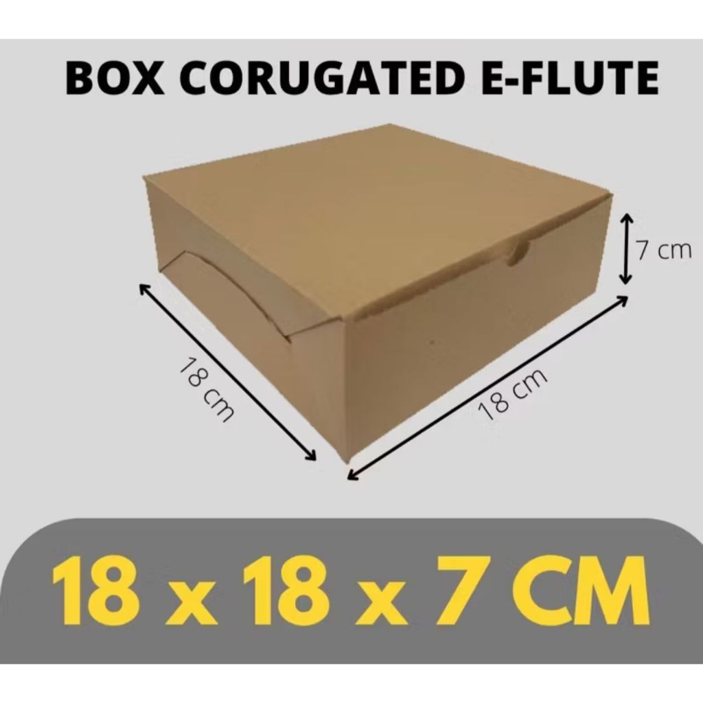 

[isi 10pcs] Dus Kotak Kue Nasi Roti Hampers Eflute 18x18x7 Coklat polos