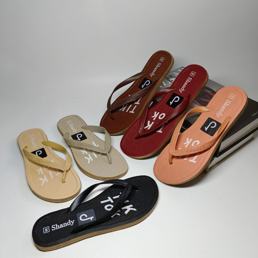 Sandal Jepit Wanita Karet Harian Tik-Tok / Sandal Japit Santai Casual Simpel Anti Air 37-41