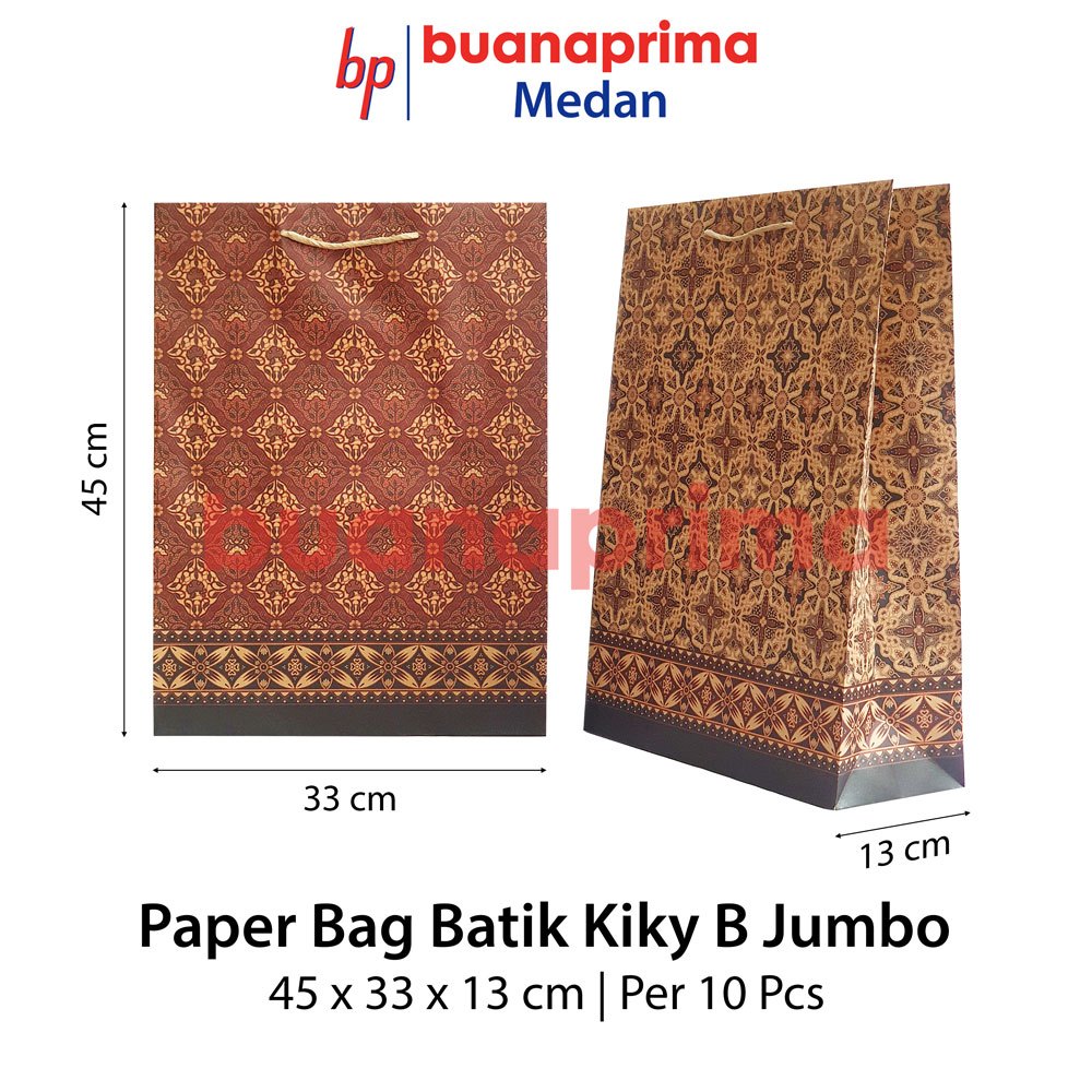 

Paper Bag BATIK KIKY JUMBO 1 Pack Isi 10 Lembar 33 x 13 x 45 cm Tas Kertas Goodie