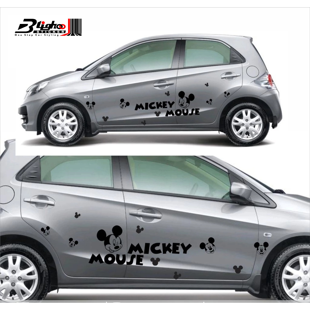 BLIGHOO - CUTTING STICKER MOBIL MICKEY MOUSE SMILE TEKS STIKER MOBIL BRIO AYLA AGYA VARIASI KEREN AW