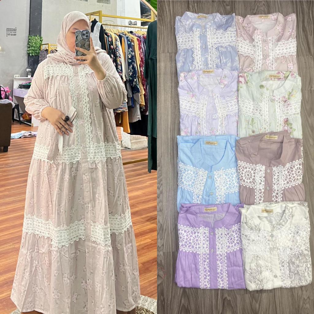 DRESS RENDA GAMIS KATUN MIX RENDA PREMIUM GAMIS KEKINIAN BAJU SANTAI MODEL TERBARU