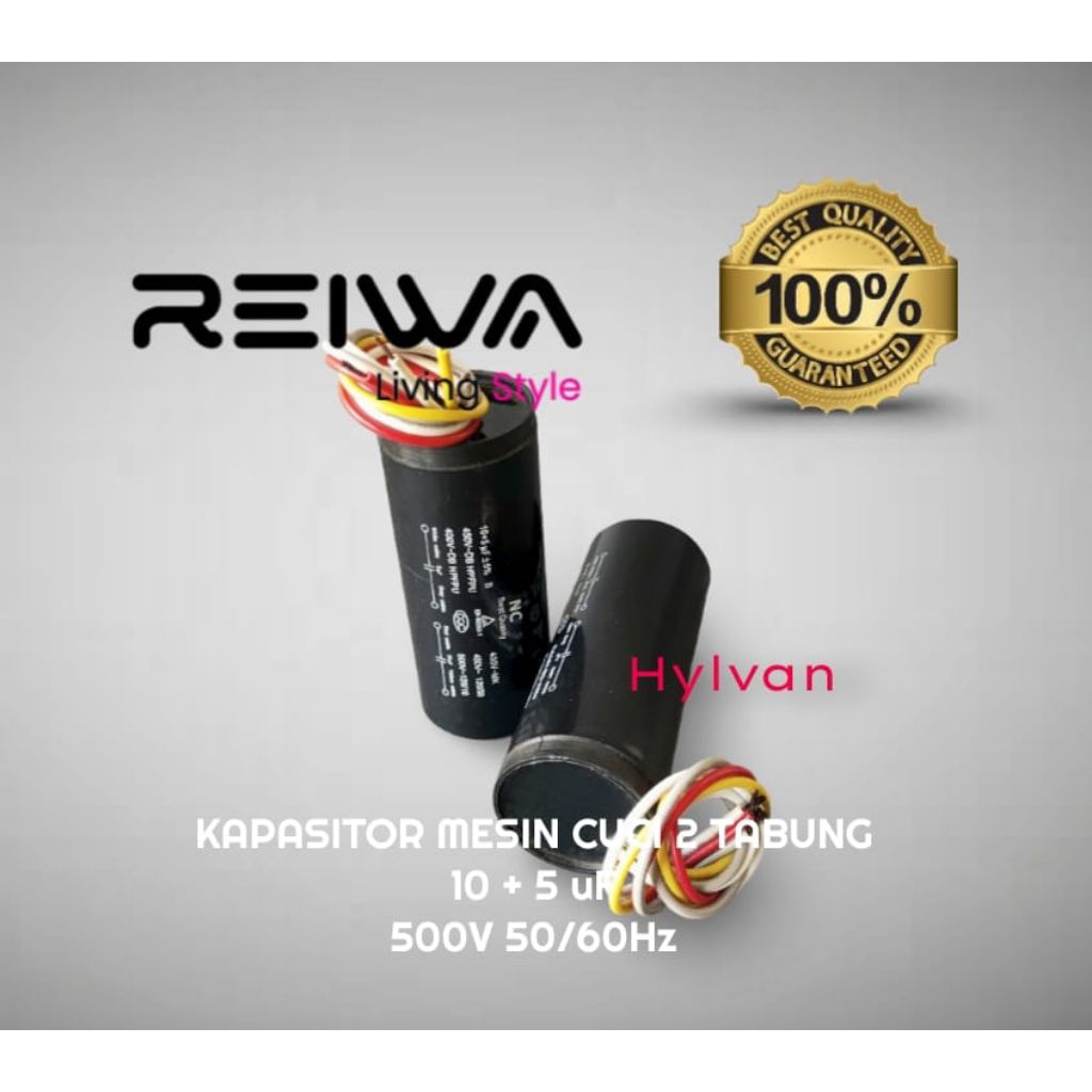 KAPASITOR MESIN CUCI 2 TABUNG 10+5uf  REIWA