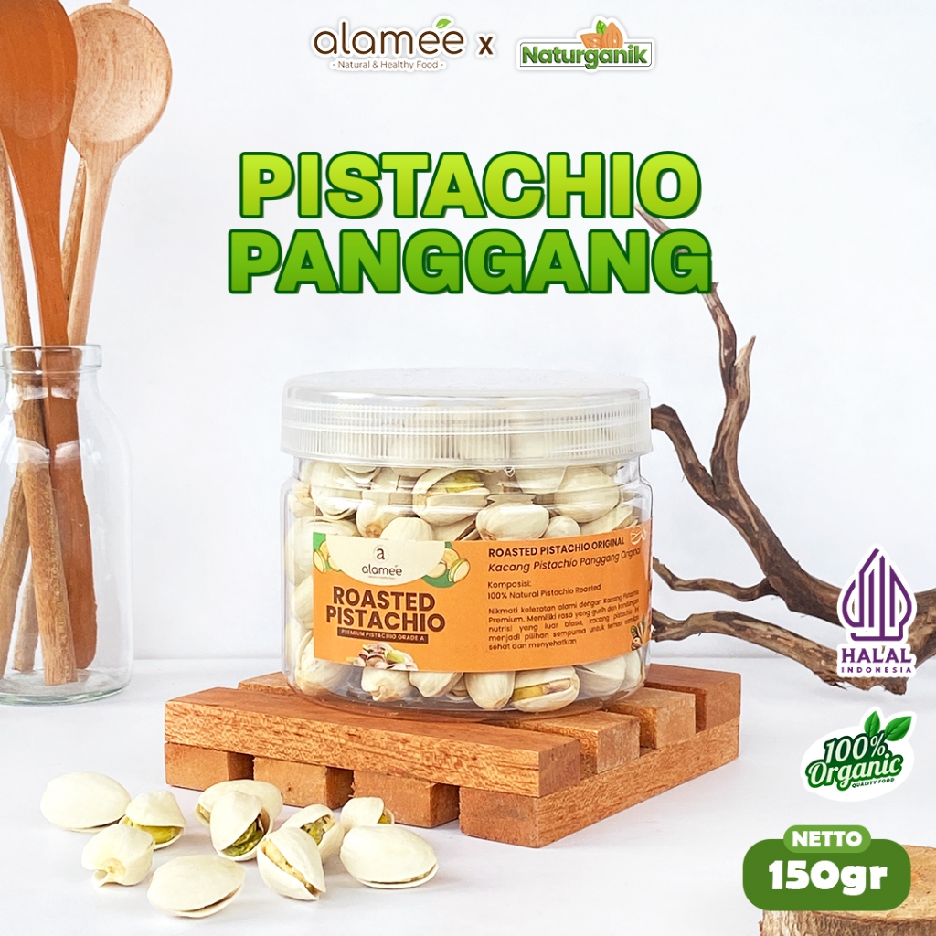 

ALAMEE Kacang Pistachio Roasted Pistacio 150gr Fustuk Panggang Cangkang Renyah Naturganik