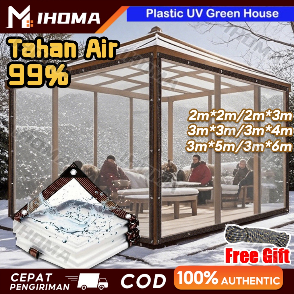 Terpal Plastik Bening/Membungkus kain plastik transparan berlubang / Plastik UV Green House / Keteba