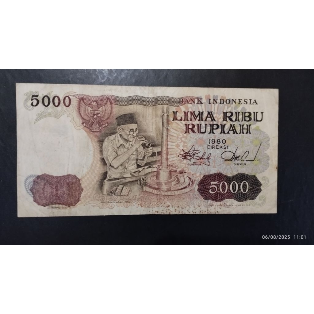 UANG KUNO 5000 RUPIAH ASAH INTAN TAHUN 1980