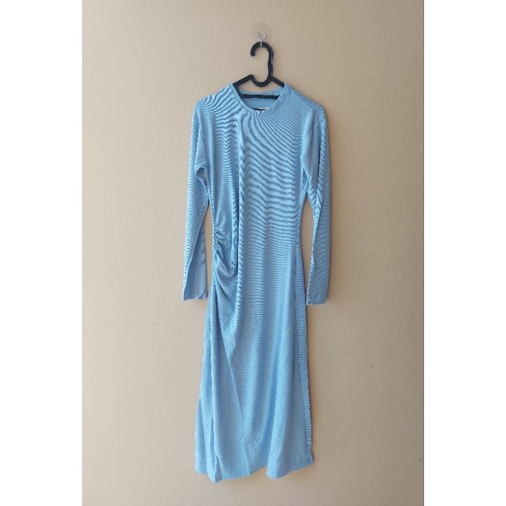 Basic knit dress size L light blue - Puff It Up (preloved)