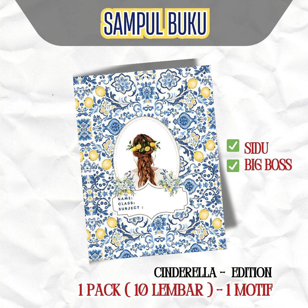 

[isi 10 lembar] Mix Motif [4-6 design] Sampul buku CINDERELLA Princess cewe disney Tema Aeshetic Sampul buku sidu dan Bigboss