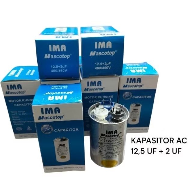 Kapasitor AC 1/2 PK 12,5uf+2uf Capasitor AC 12.5 UF + 2 UF