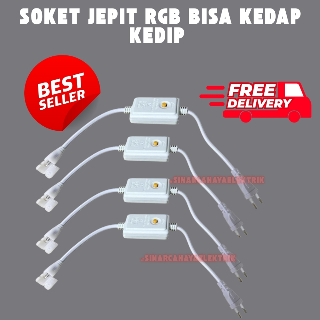 [Soket] Kontroler flasher socket led strip 5050 2835 rgb kedip jepit // Soket Jepit RGB Water Proof