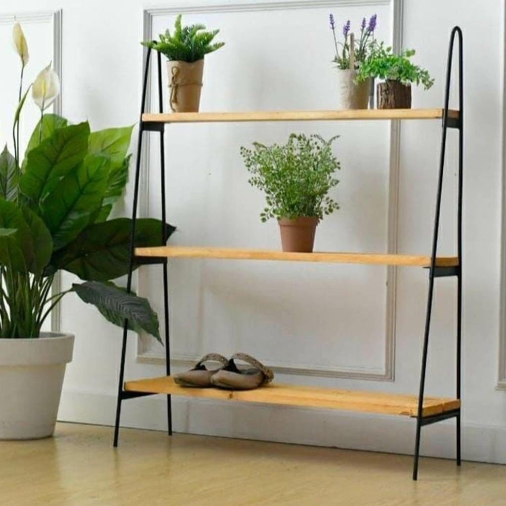 Rak Bunga Susun Besi Kayu Murah Hiasan Taman Minimalis Dekorasi