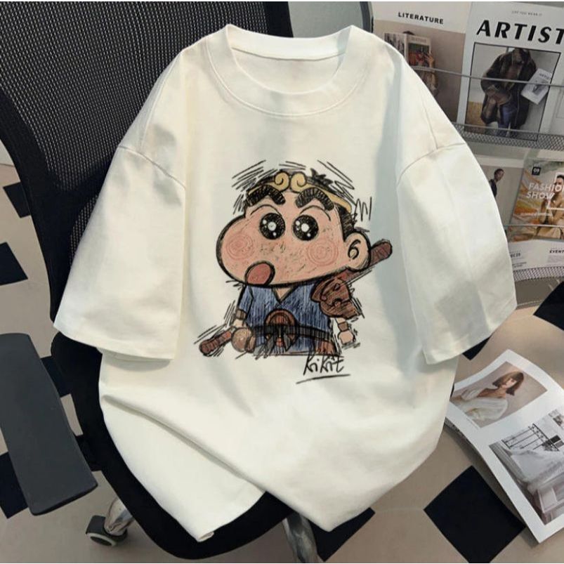 Kaos Oversize Lengan Pendek | Gambar Kartun Shinchan | Atasan Unisex Model Kartun | 100% Cotton