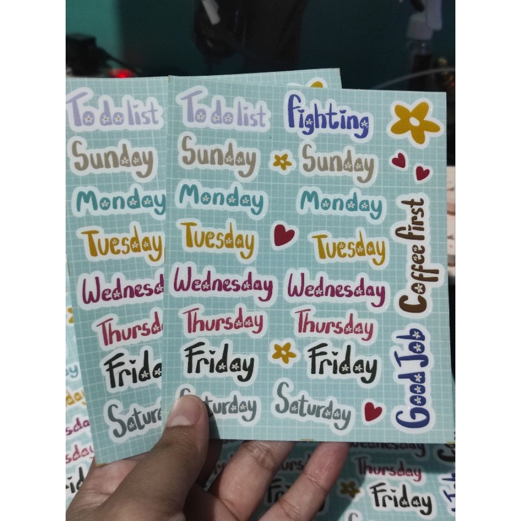 

Stiker nama-nama Hari & Motivasi – Waterproof & Aesthetic