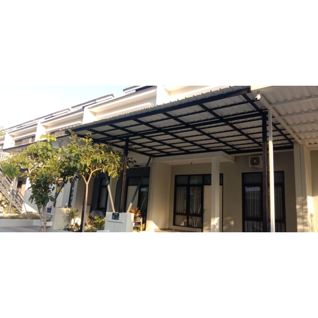 Kanopi Baja Ringan Galvalum Coating Hitam Atap Spandek 28 m²