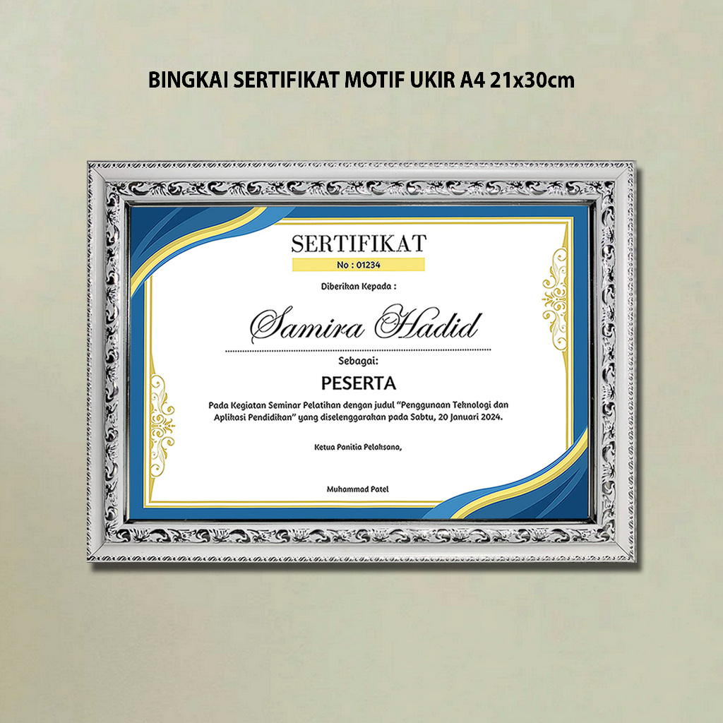 Bingkai Sertifikat A4 MIKA TIDAK PECAH , Frame Sertifikat A4 MIKA BUKAN KACA 21X30CM ANTI PECAH