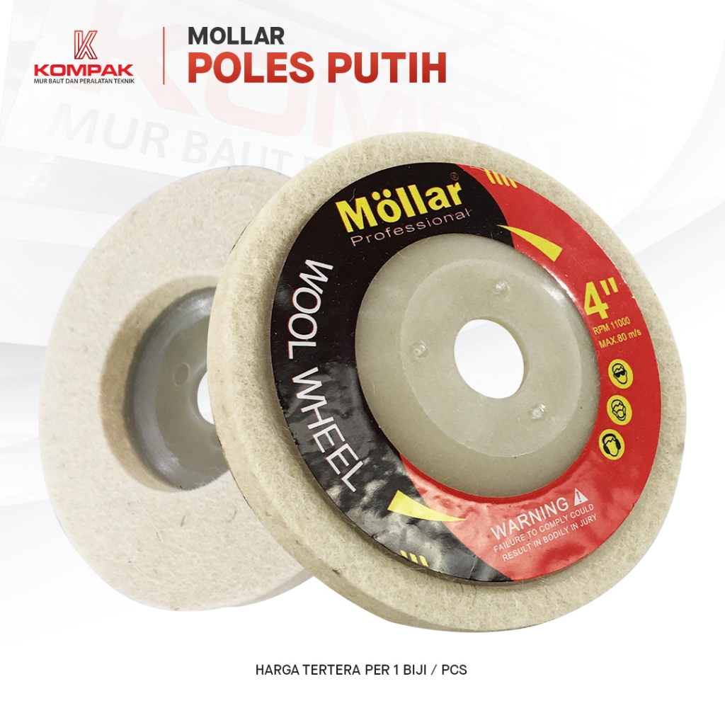 Mata Gerinda Poles Mollar 4 Inch / Wool Wheel Mata Poles Body Motor Mobil Dan Besi/Murah dan Bagus