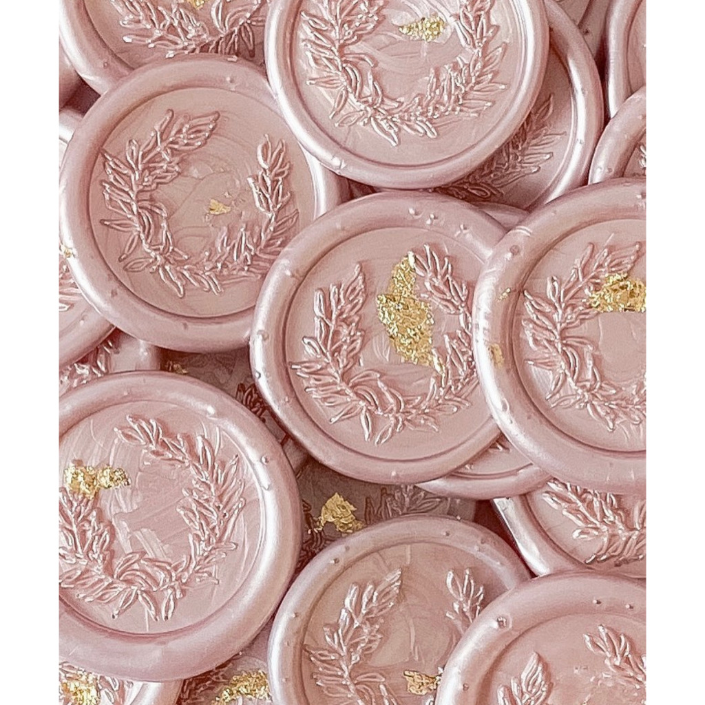 

(CFR) Grace (Rose PInk Gold Foil) - 1 Pcs seal wax coin sticker siap pakai ready stock (Include double tape) / souvenir pernikahan / accesories / calligraphy / journaling / undangan / hampers