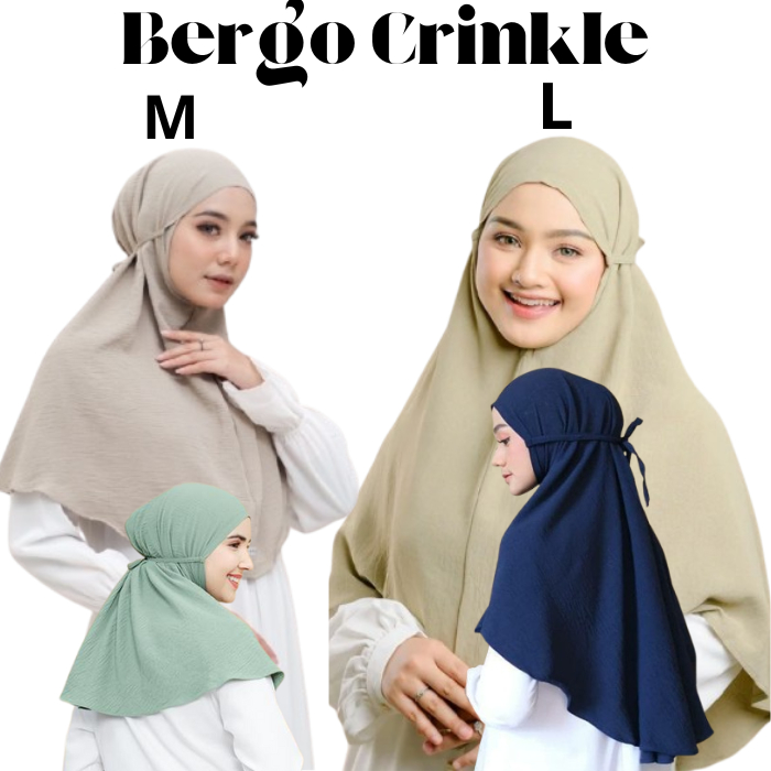 HIJAB BERGO CRINKLE AIRFLOW M & L/JILBAB BERGO CRINKLE PREMIUM/BERGO CRINKLE M & L