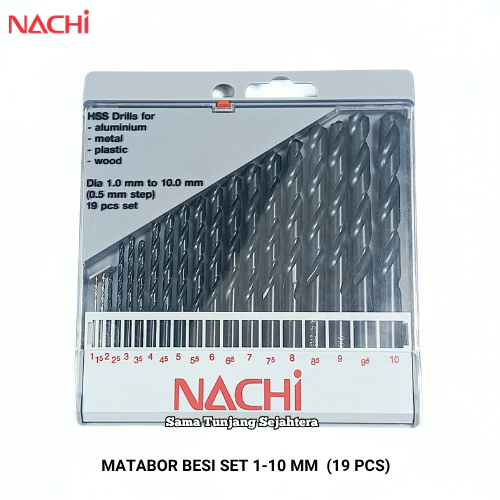 NACHI MATABOR BESI SET 1-10 MM (19 PCS) / MATA BOR HSS SET 1 - 10 MM