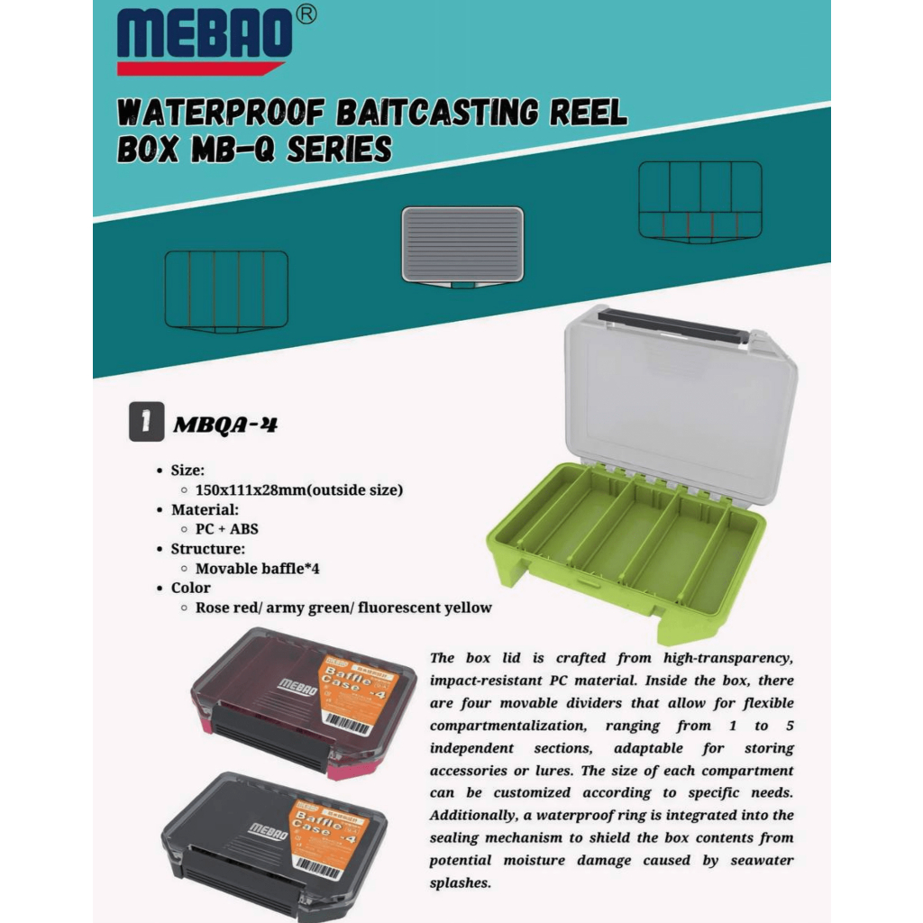 Box Alat Pancing Anti Air Mebao MB-Q Series | Tempat Kail, Lure, Aksesori Pancing Waterproof & Kokoh