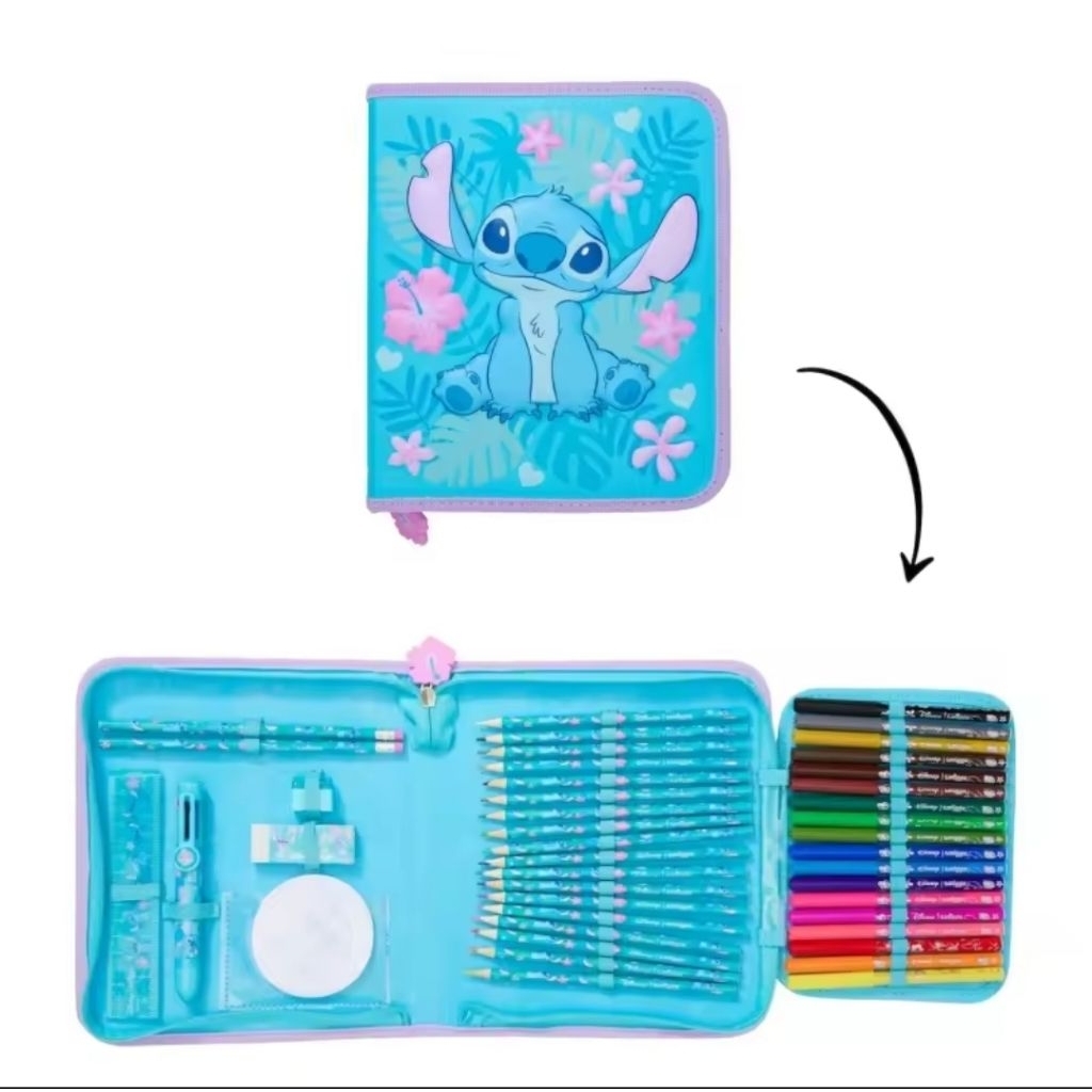 

Smiggle Blue stitch zip it Stationary set import bs instan