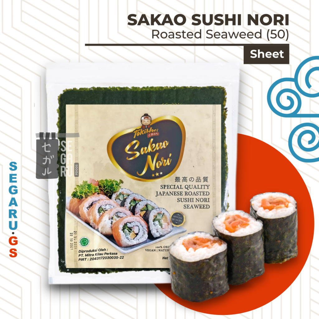 

Sakao Nori Sushi Spesial Sheet Sushi Roasted Rumput Laut Halal MUI 50 Lembar