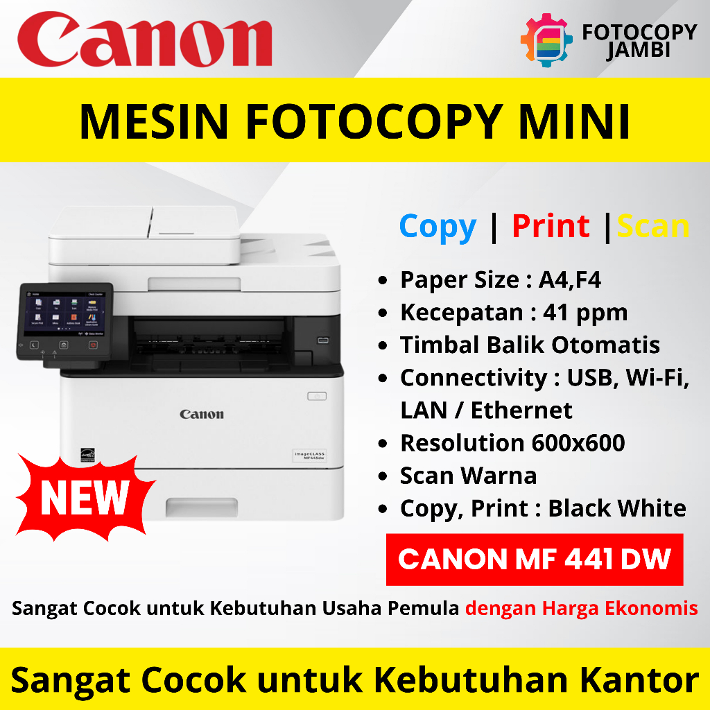 Canon MF 441 Dw l Mesin Fotocopy Canon Multifungsi 100% Baru l Mesin fotocopy mini