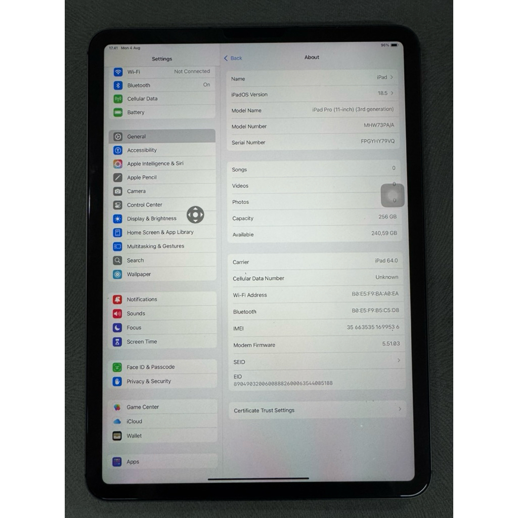 ipad pro gen 3 M1 256gb ex bypass
