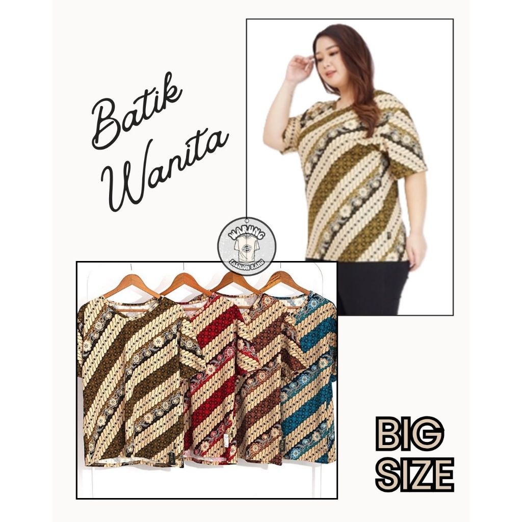 Atasan Batik Kerja Wanita Modern Atasan Blouse Batik Wanita BIG SIZE [4 Warna]