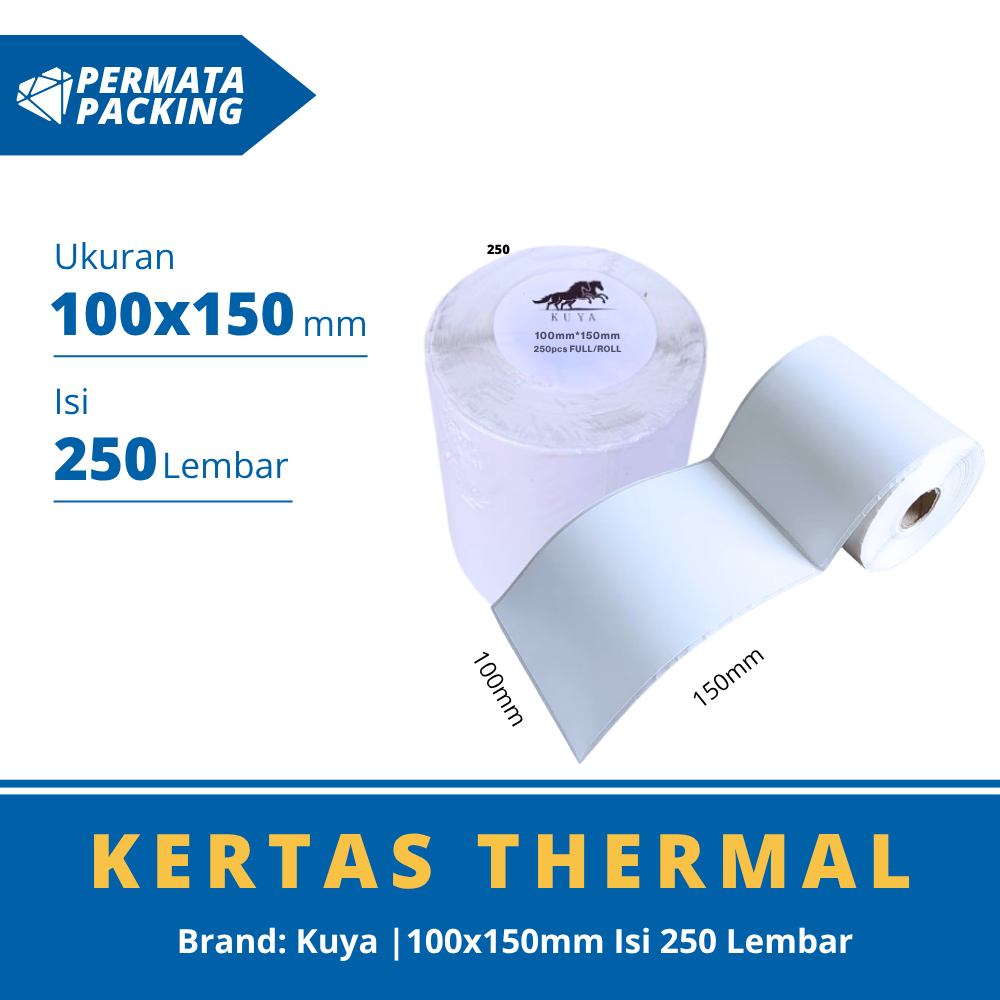 

Kertas Thermal Sticker/Label Sticker Thermal 100x150 mm Murah Isi 250 Lembar Kuya
