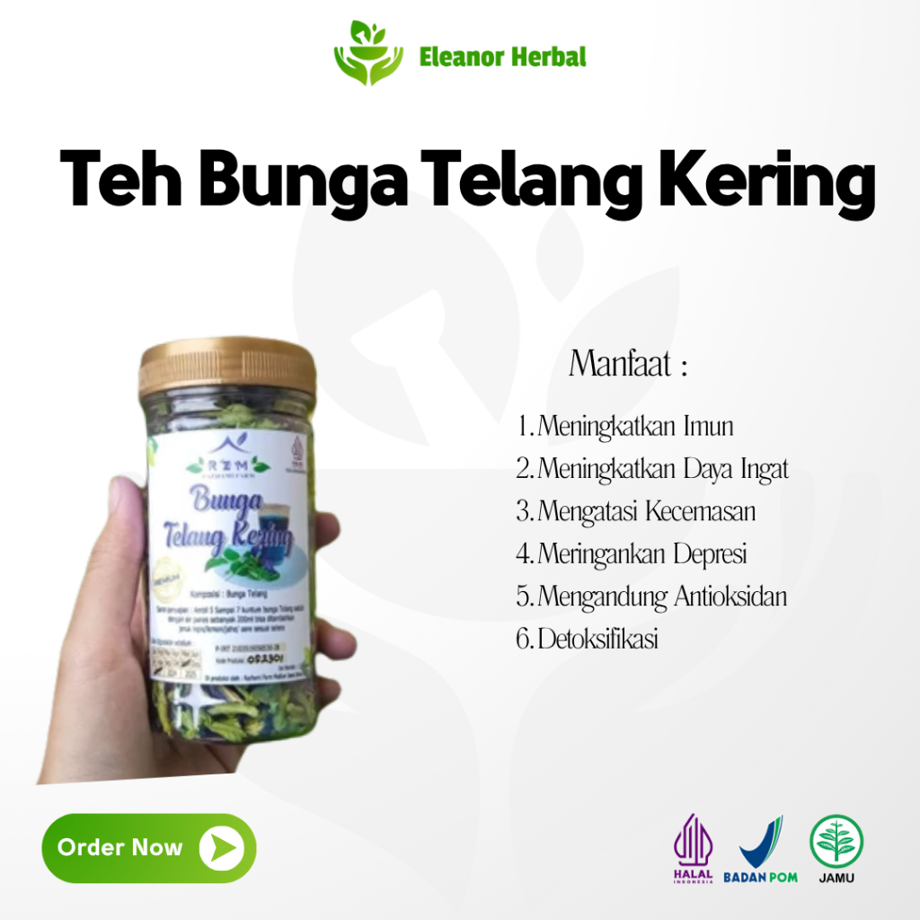 

Teh Bunga Telang Kering Murni Segar Teh Organik Kemasan Botol Butterfly Pea flower Tea