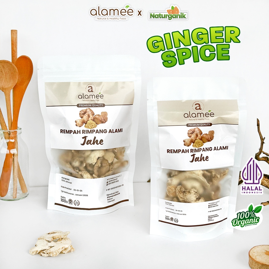 

ALAMEE Jahe Kering Premium Dried Ginger Rempah Rimpang Organik Alami Spice Naturganik