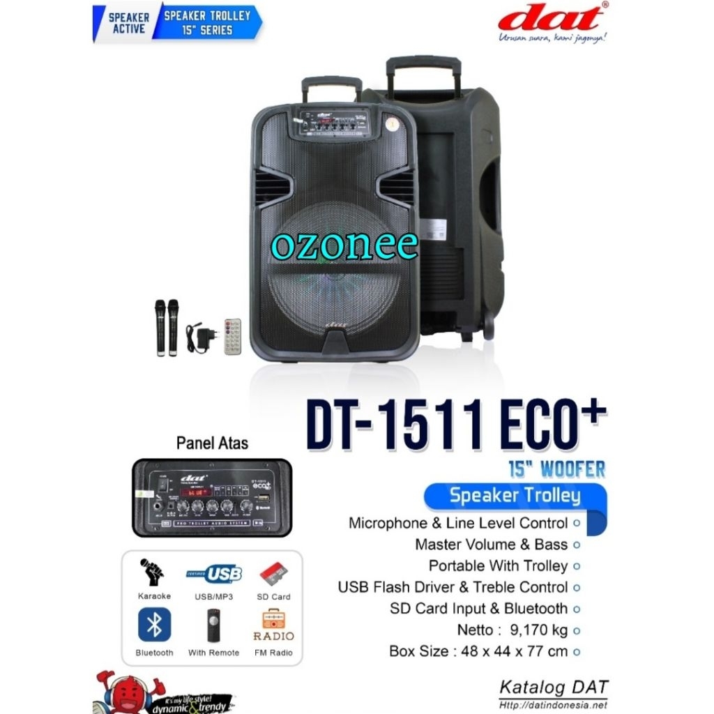 Speaker Trooley DAT DT 1511 ECO 2 Mic Bluetooth Portable DAT DT-1511 ECO Original