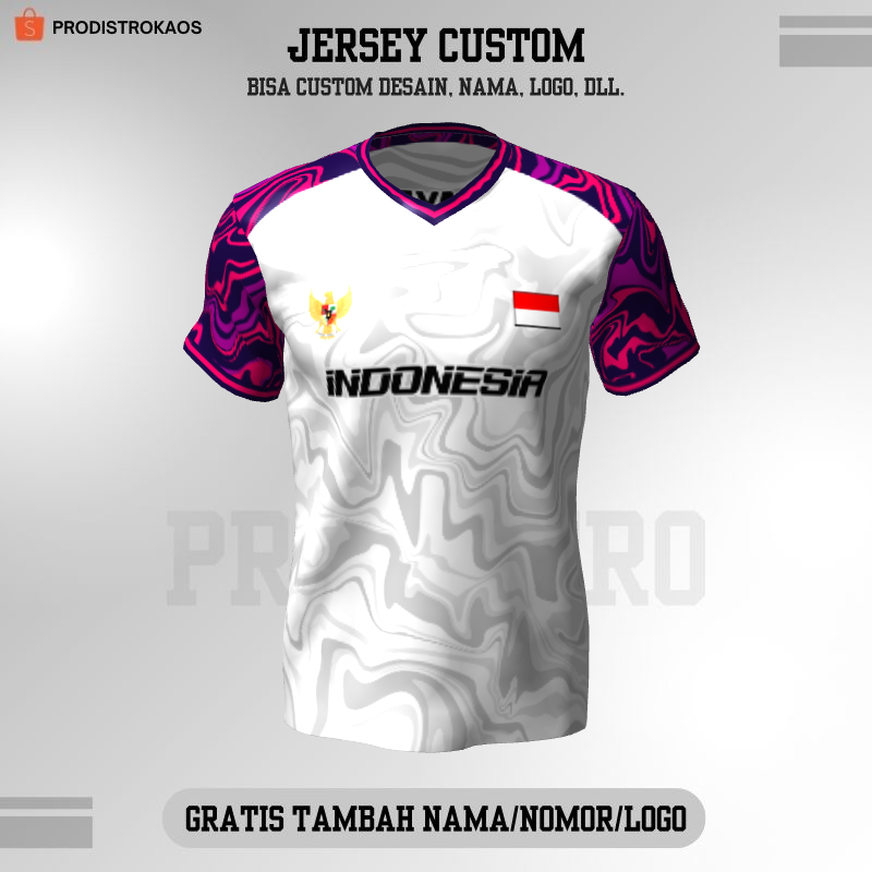 Kaos Jersey Futsal Putih Ungu Pink Motif Abstrak 389 - Jersey Badminton Pingpong Lari Volly dll